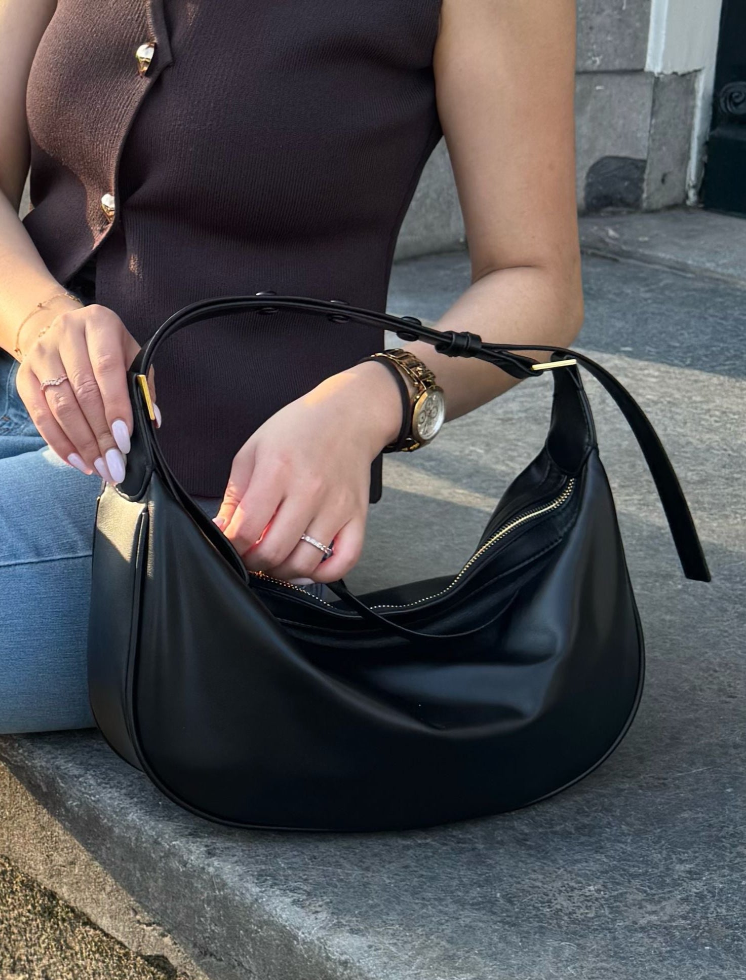 Leather Bag | ANA (Black)