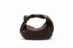Woven Medium Handbag with Knot Detail | YARA (Dark Brown)