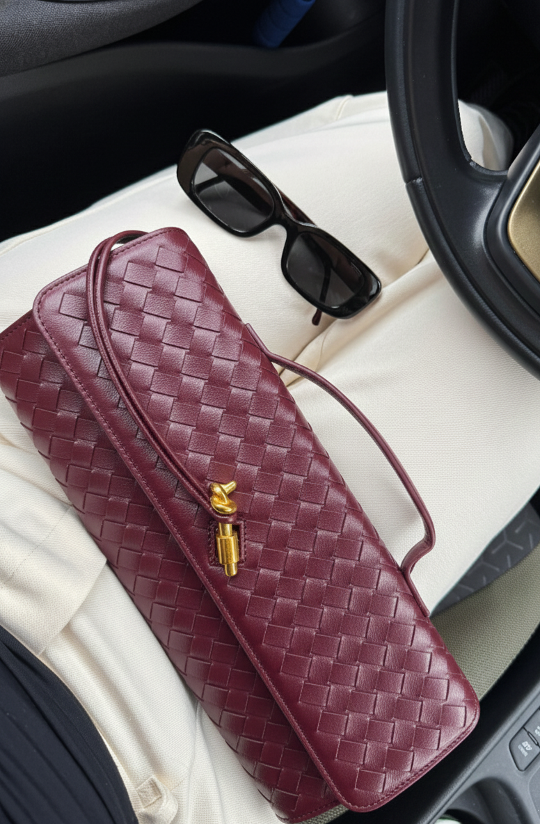 Long Woven Clutch | ELLE (Bordeaux Red)
