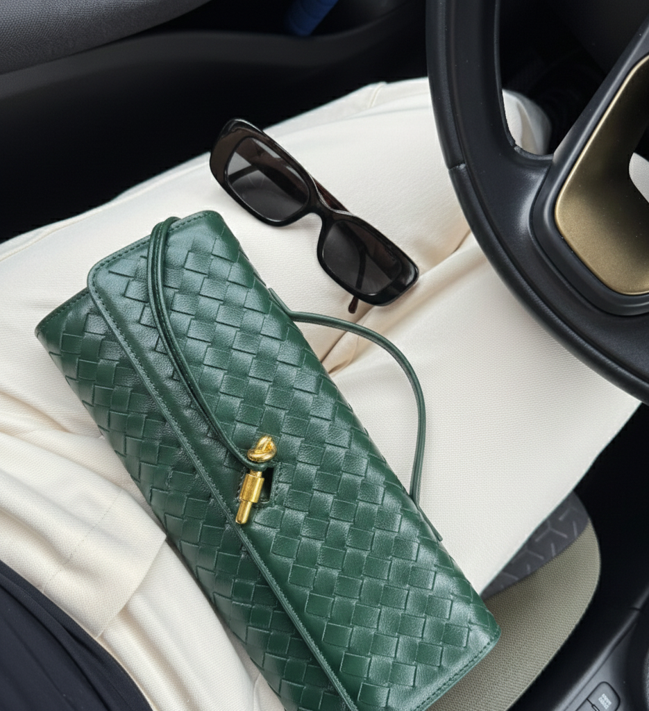 Long Woven Clutch | ELLE (Green)