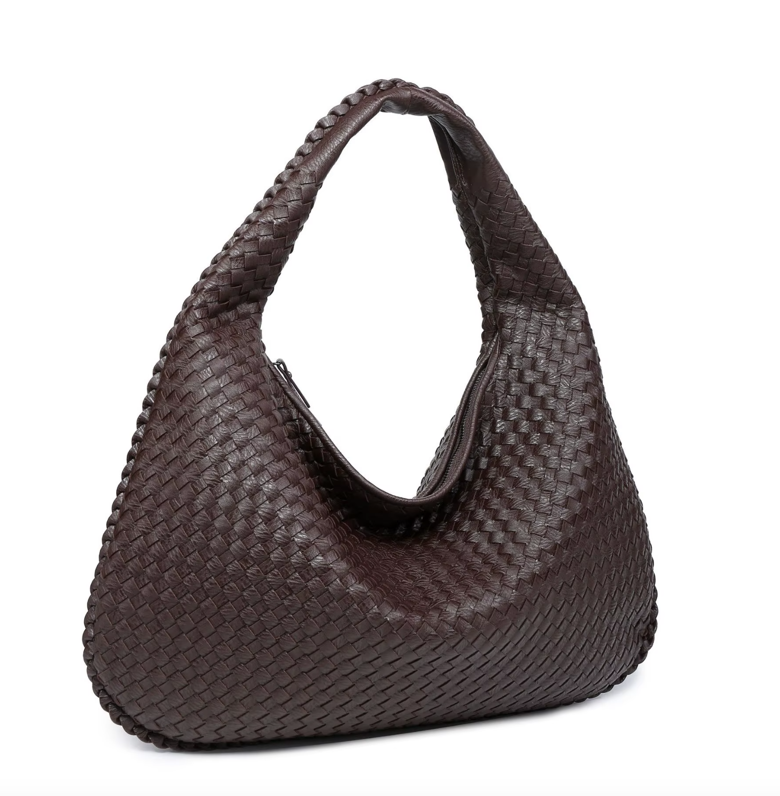 Woven Large Handbag | APRIL (Dark Brown)