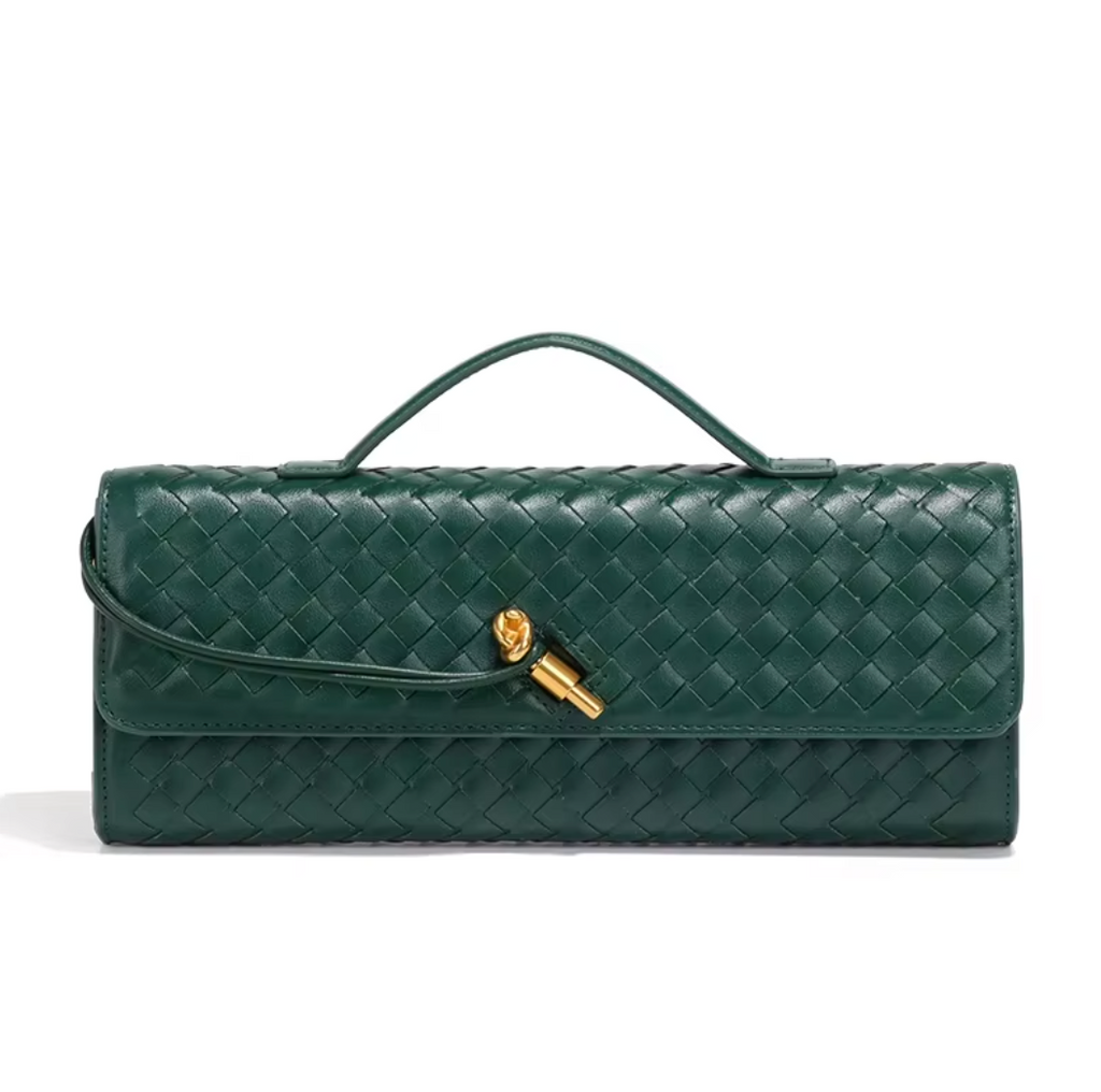 Long Woven Clutch | ELLE (Green)