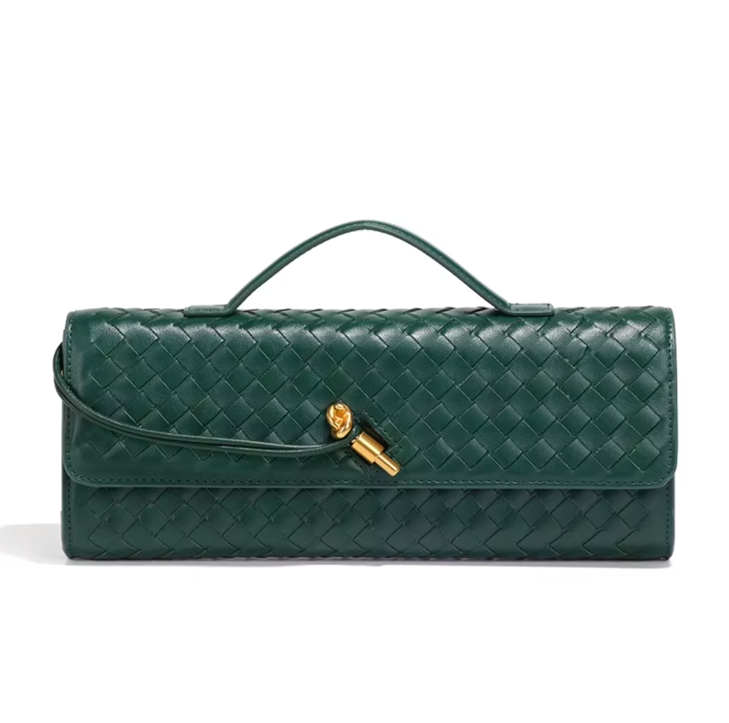 Long Woven Clutch | ELLE (Green)