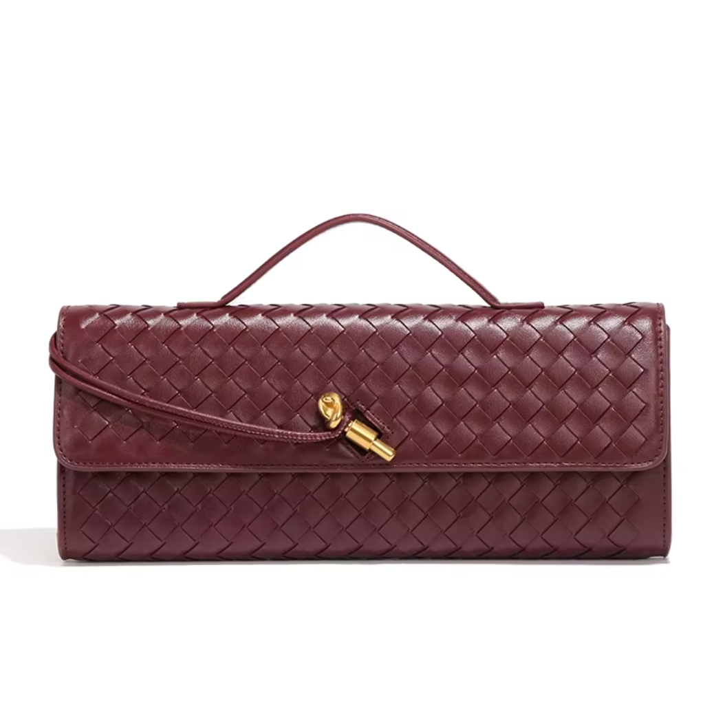 Long Woven Clutch | ELLE (Bordeaux Red)