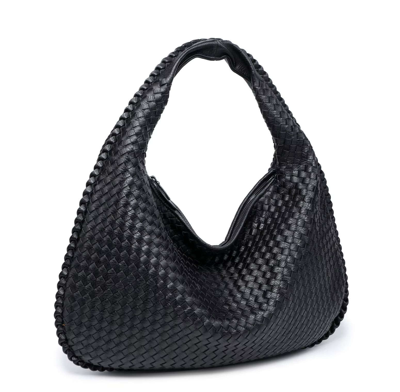 Woven Large Handbag | APRIL (Black)