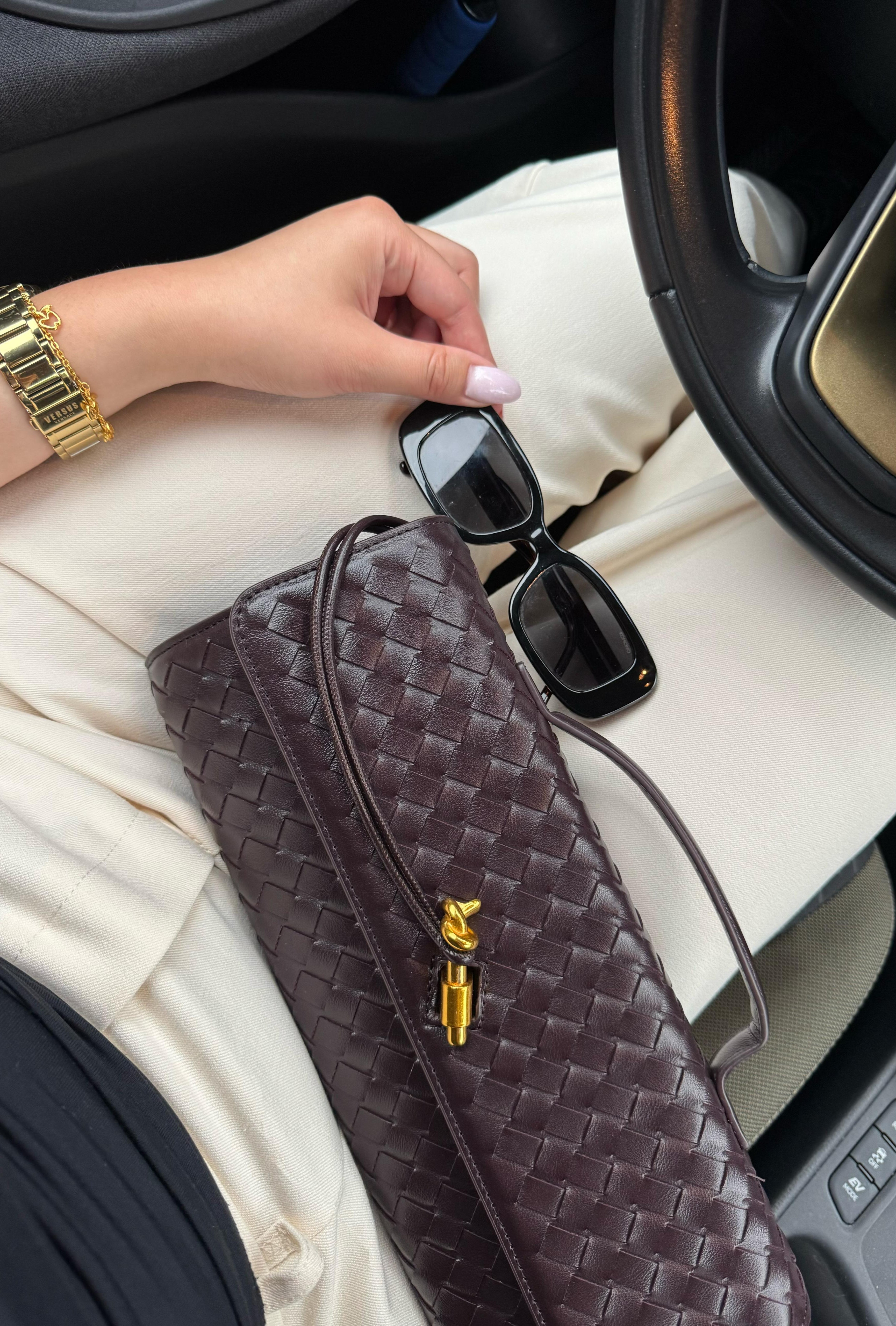 Long Woven Clutch | ELLE (Deep Grape)